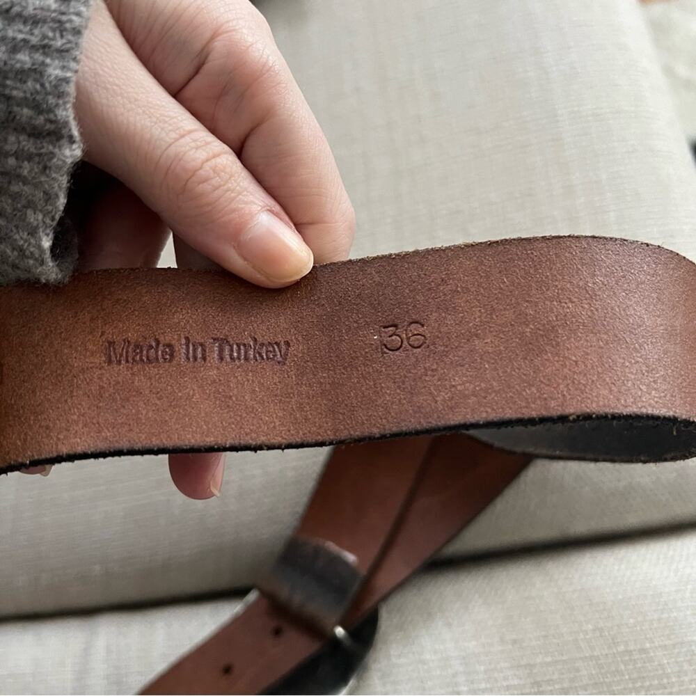 Tommy Hilfiger Black Tooled Leather Western Belt Size 36 - Picture 4 of 6